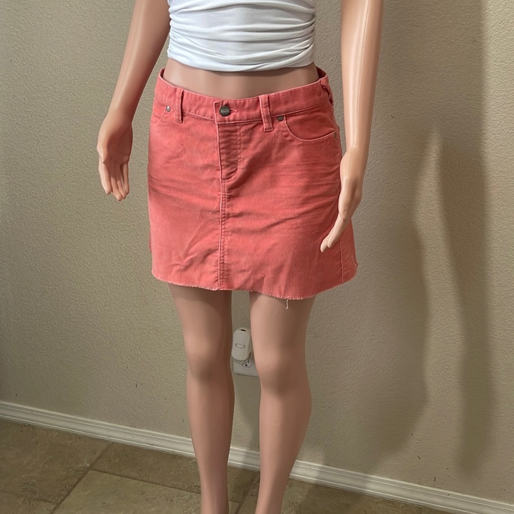 Peach Corduroy Mini Skirt